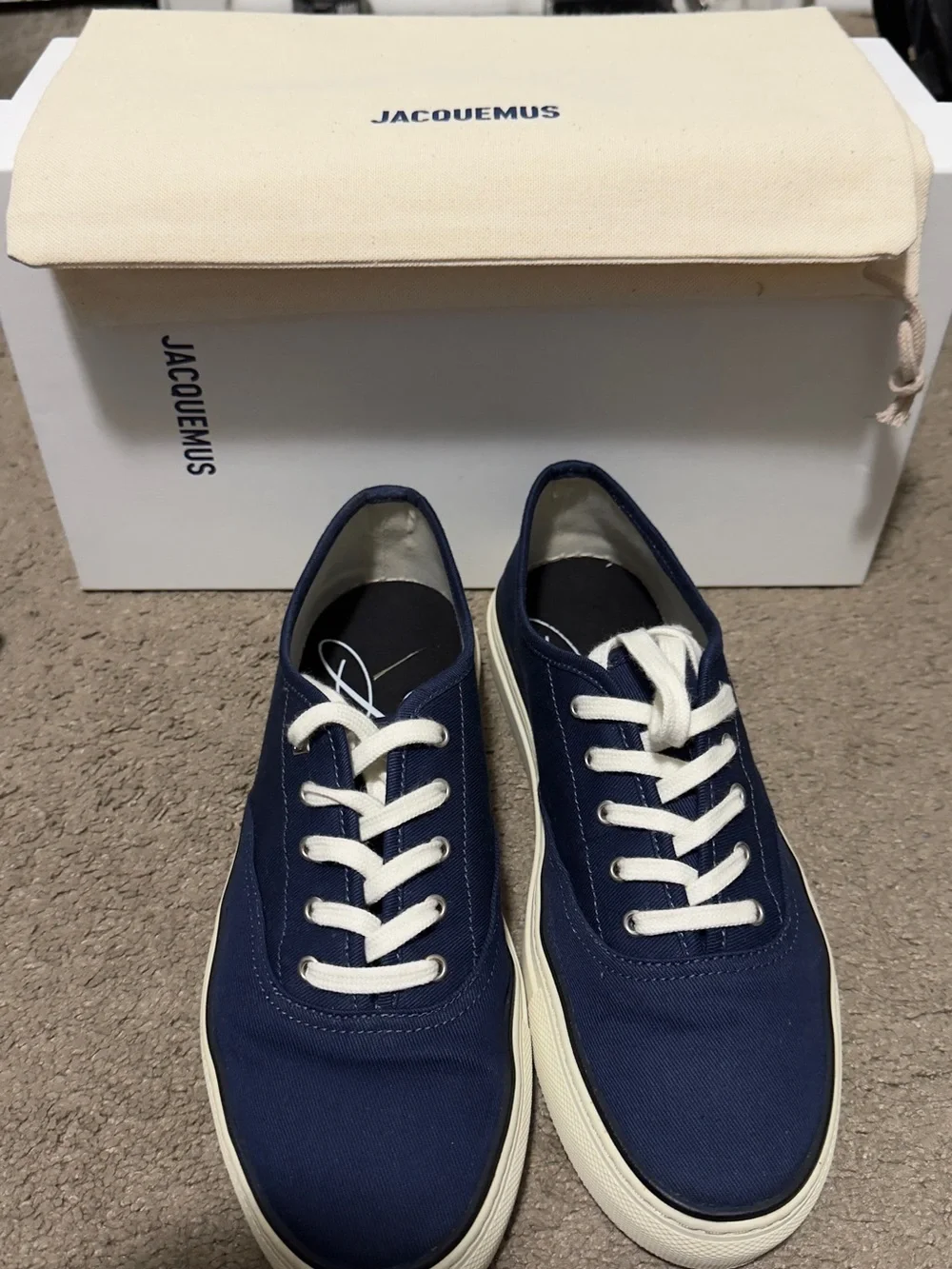 Jacquemus  Fefe Skate Men’s Low-Top Canvas Sneakers in Navy